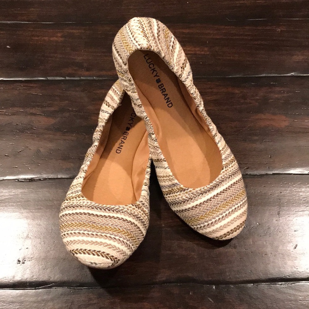 NWOB Lucky Brand Emmie Neutral Serape Flats 8